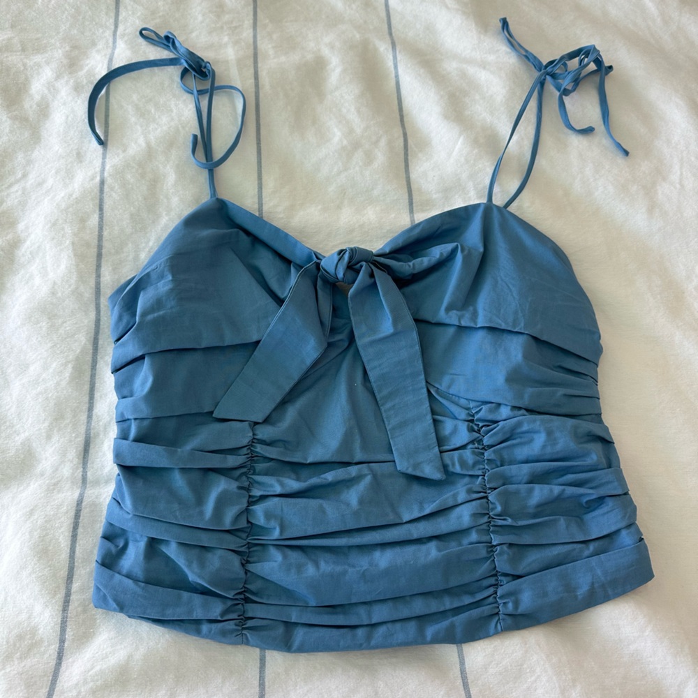 Free people blue tie shoulder tank